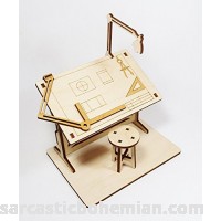 StonKraft Wooden 3D Puzzle Miniature Drafting Table Home Decor Construction Toy Modeling Kit School Project Easy to Assemble B07581DF9Q